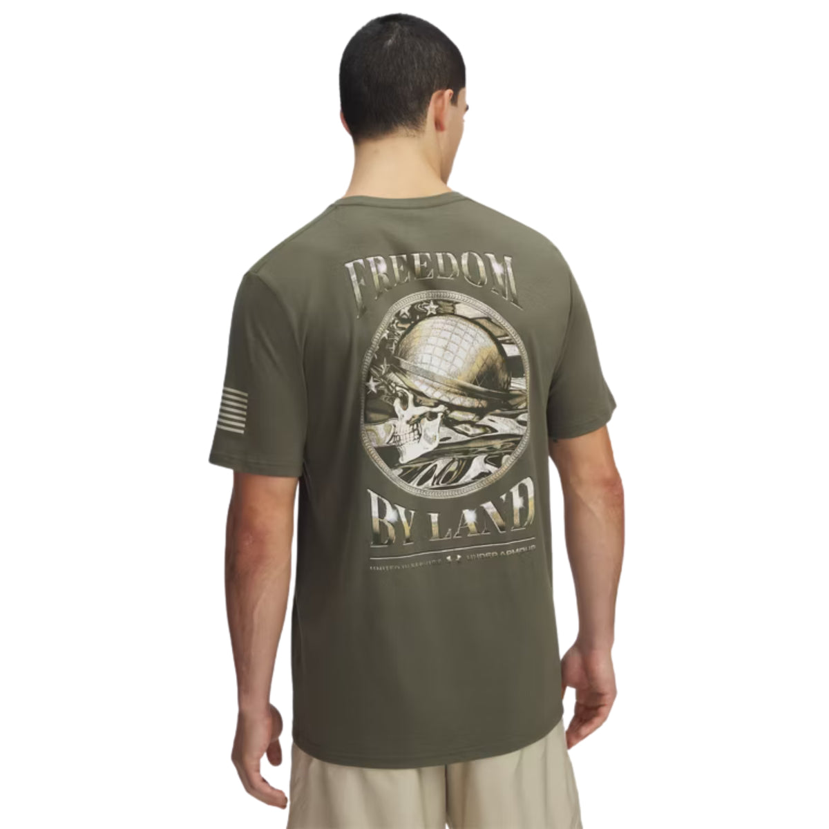 U.S. ARMY ランプ オリーブドラブ Army Under Armour Freedom By Land Skull T-Shirt (OD Green)
