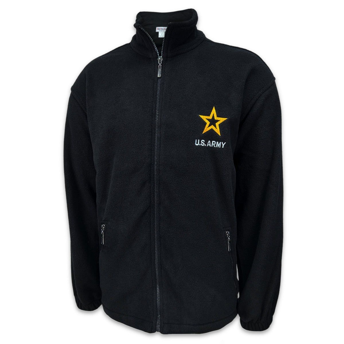 Army Star Solid Full Zip Fleece Jacket Black