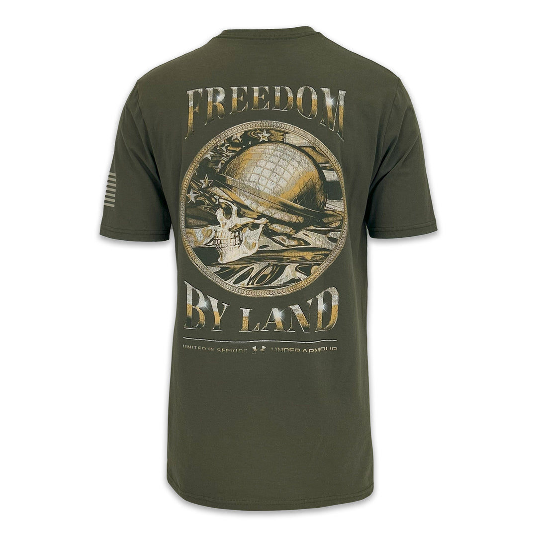Army Under Armour Freedom By Land Skull T-Shirt (OD Green)