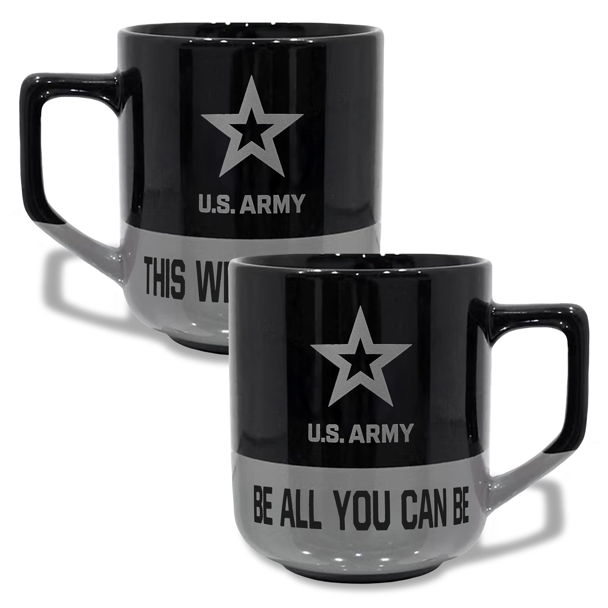 Army Star 20oz Color Block Ceramic Mug (Black/Grey)