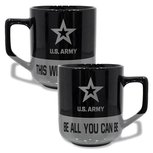 Army Star 20oz Color Block Ceramic Mug (Black/Grey)