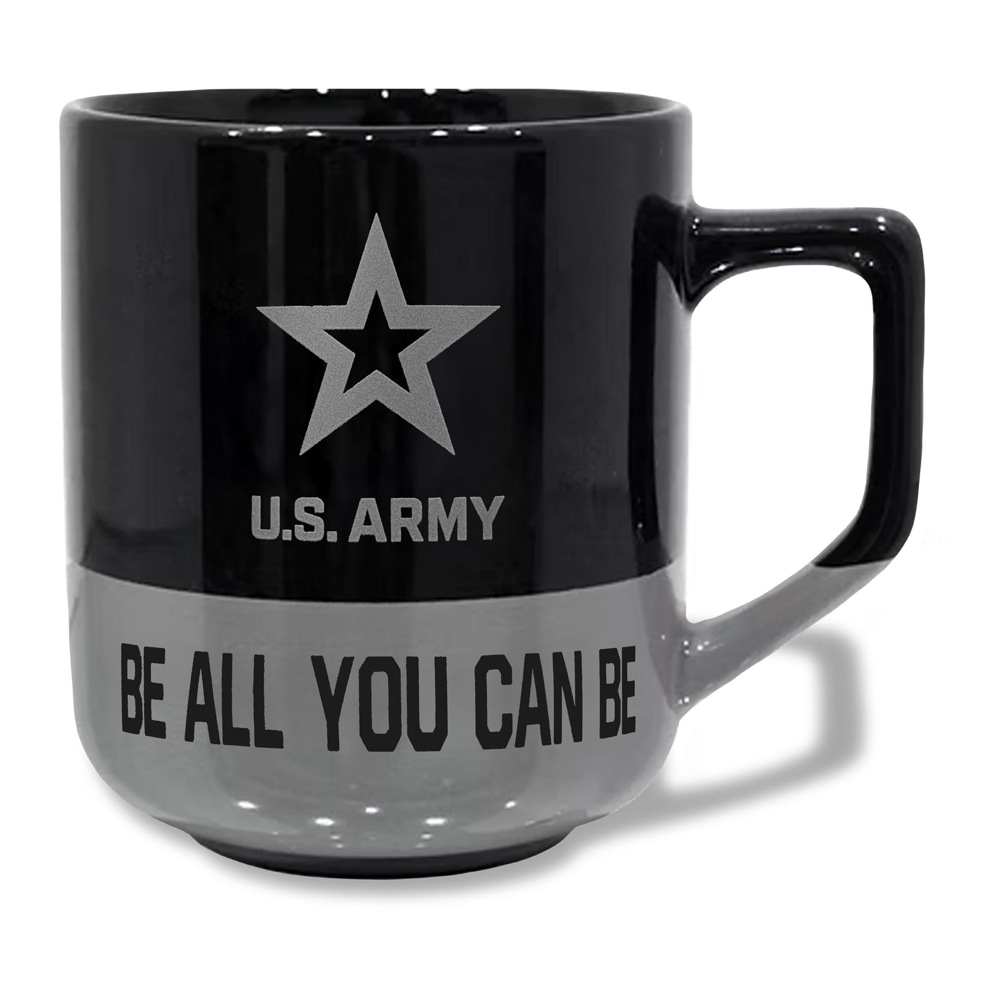 Army Star 20oz Color Block Ceramic Mug (Black/Grey)