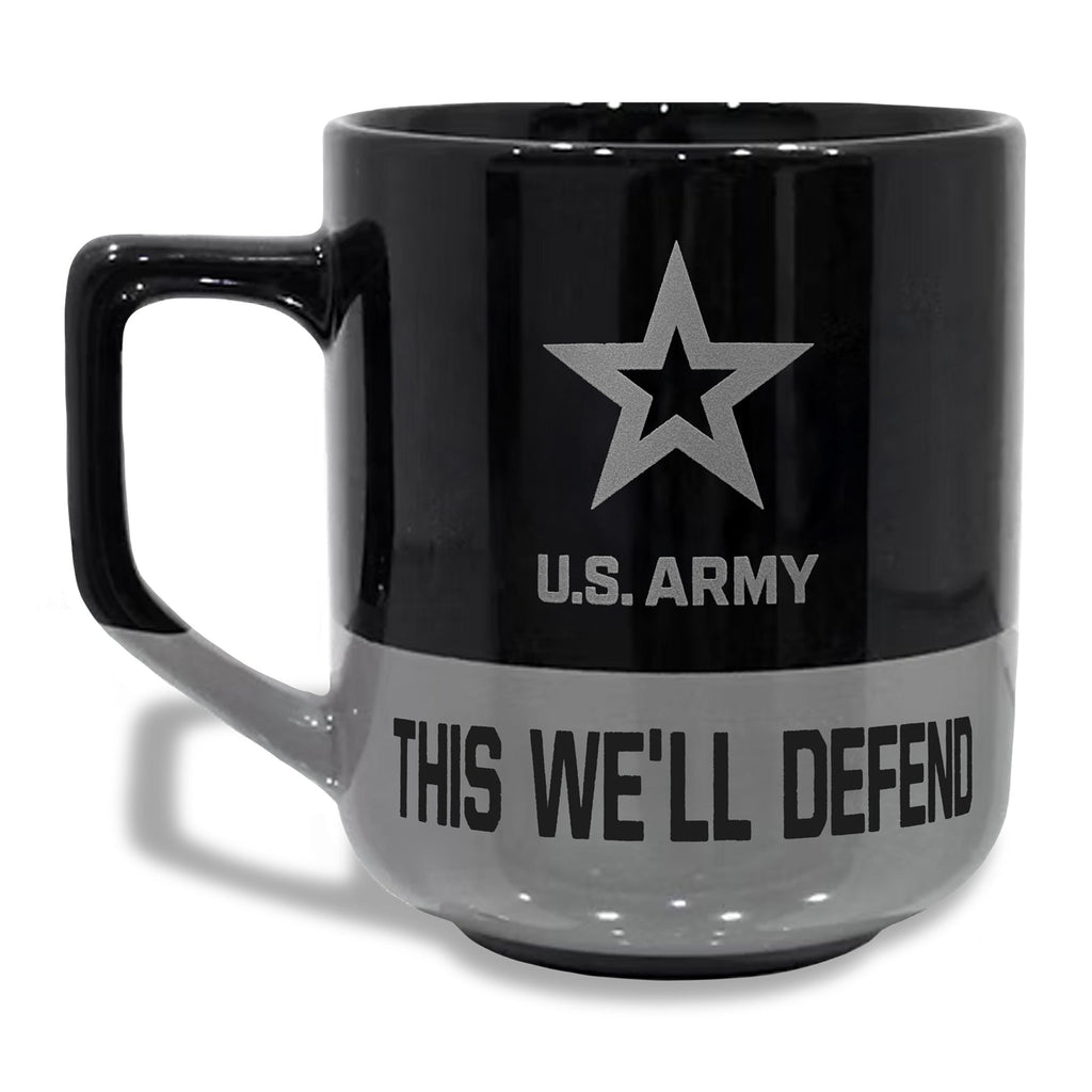 Army Star 20oz Color Block Ceramic Mug (Black/Grey)