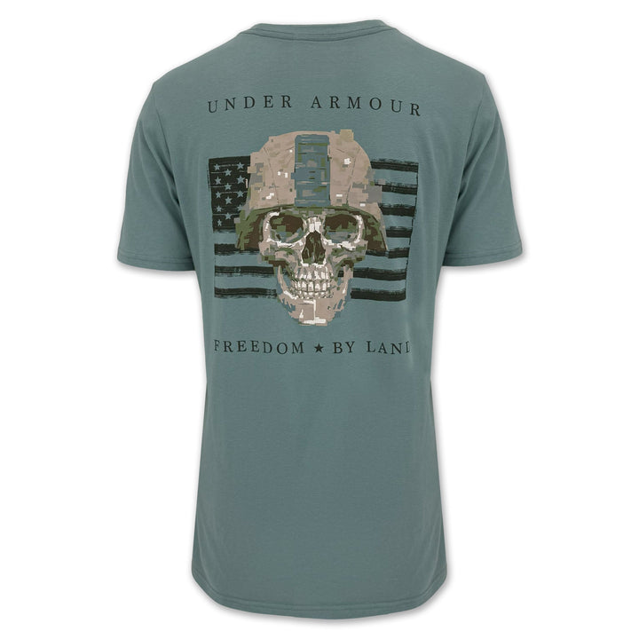 Army Under Armour Freedom By Land Skull T-Shirt (Green)