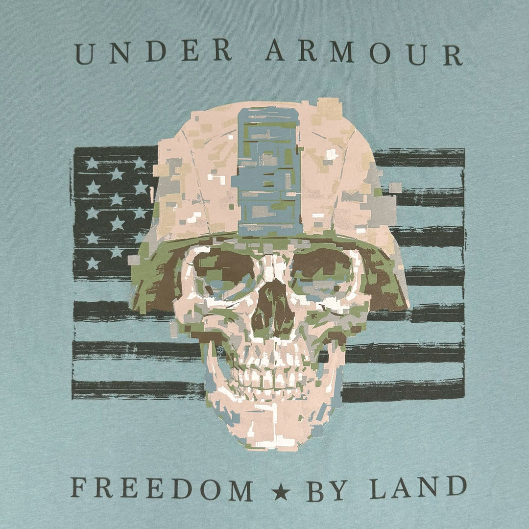 Army Under Armour Freedom By Land Skull T-Shirt (Green)