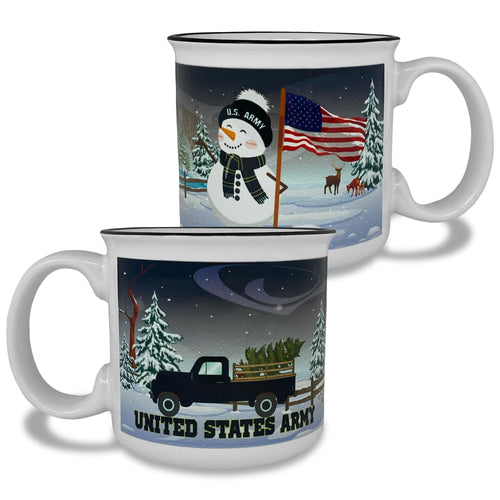 Army Winter Scene 15oz Sublimated Campfire Mug (White)