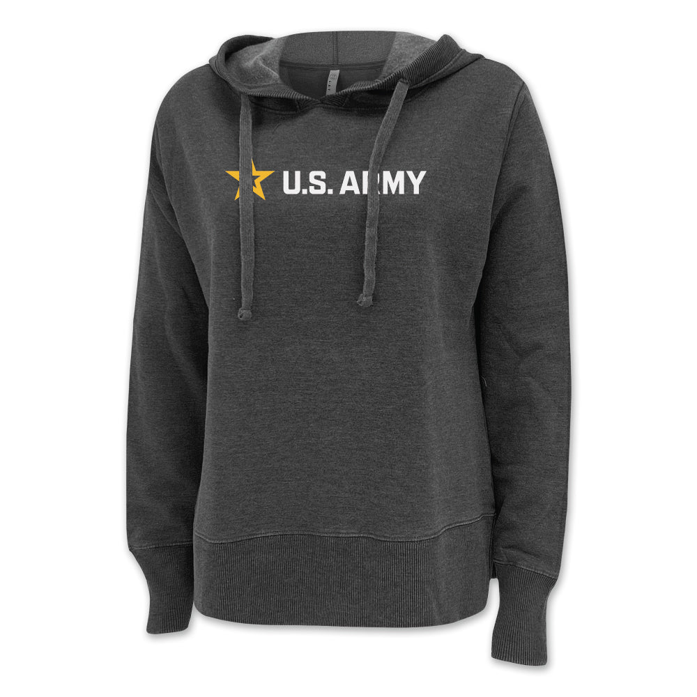 Pick Your Design Army Ladies Hooded Sweatshirt (Washed Black)