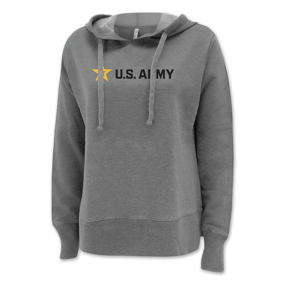 Pick Your Design Army Ladies Hooded Sweatshirt (Washed Grey)