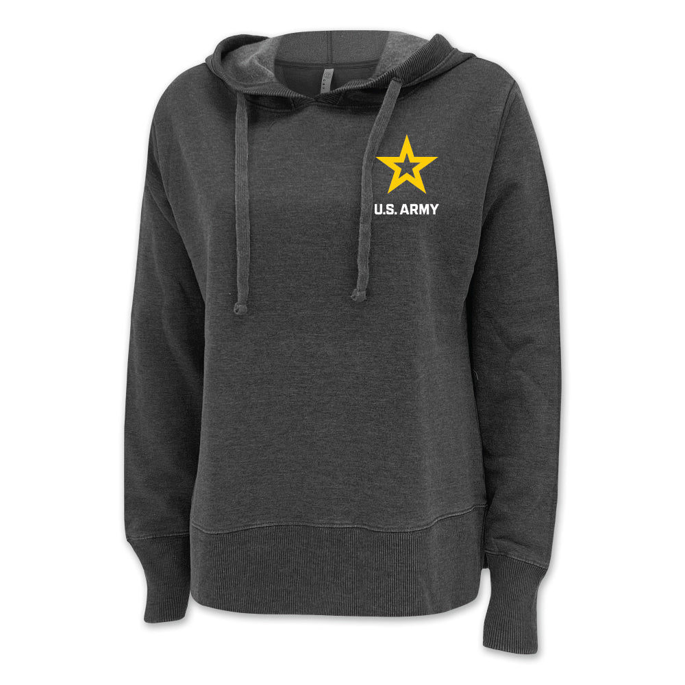 Pick Your Design Army Ladies Hooded Sweatshirt (Washed Black)
