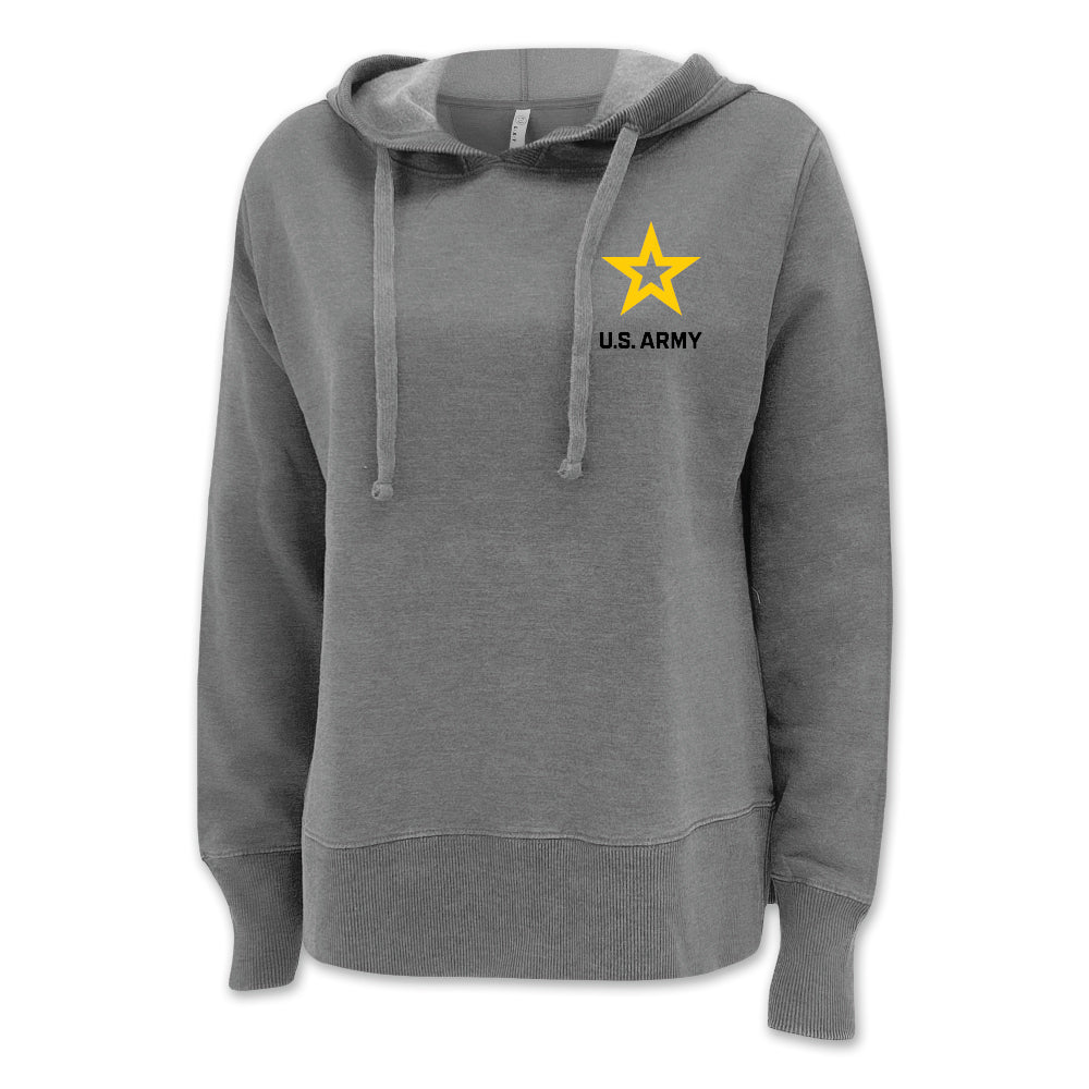 Pick Your Design Army Ladies Hooded Sweatshirt (Washed Grey)