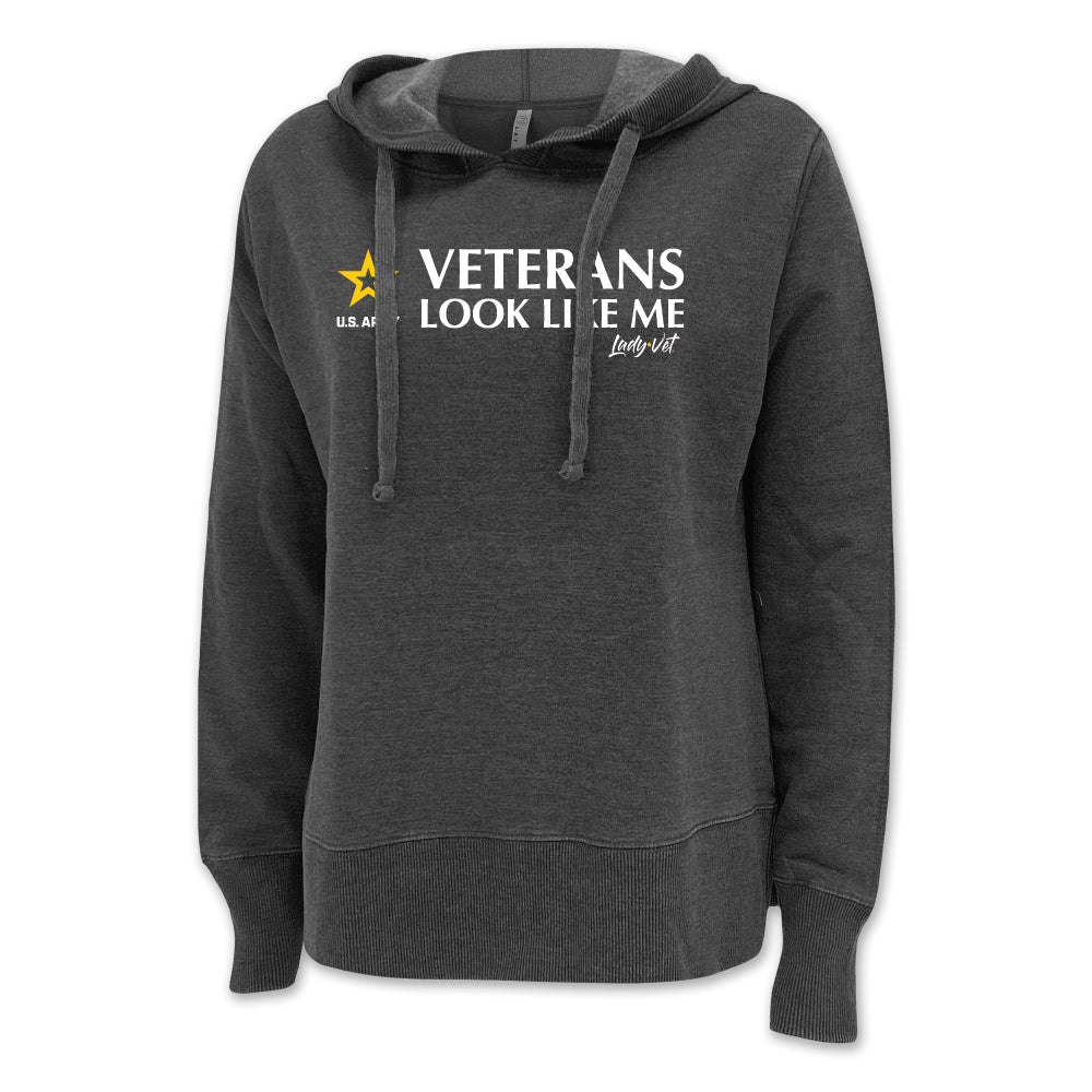 Pick Your Design Army Ladies Hooded Sweatshirt (Washed Black)