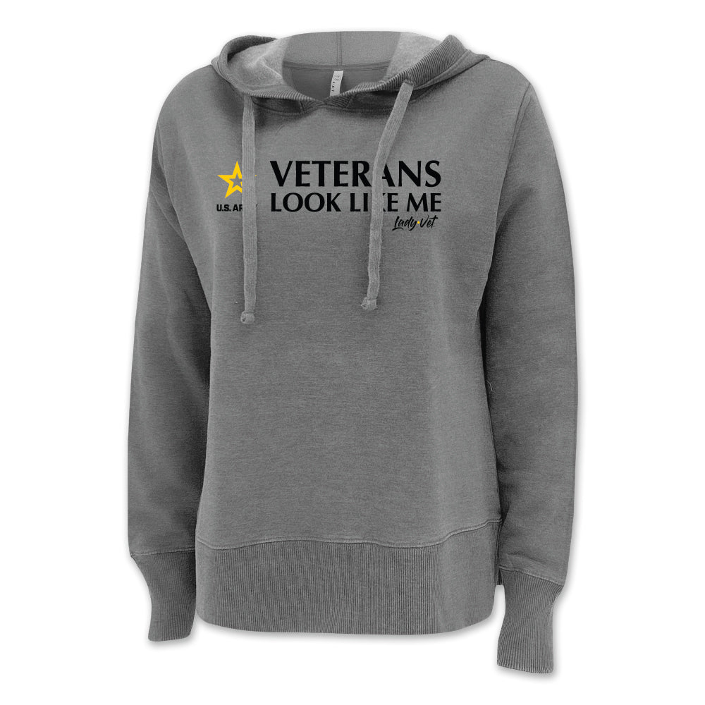 Pick Your Design Army Ladies Hooded Sweatshirt (Washed Grey)