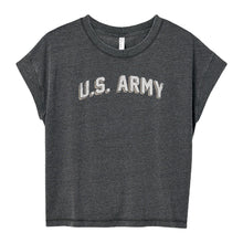 Load image into Gallery viewer, Army Ladies Distressed Arch T-Shirt (Washed Black)