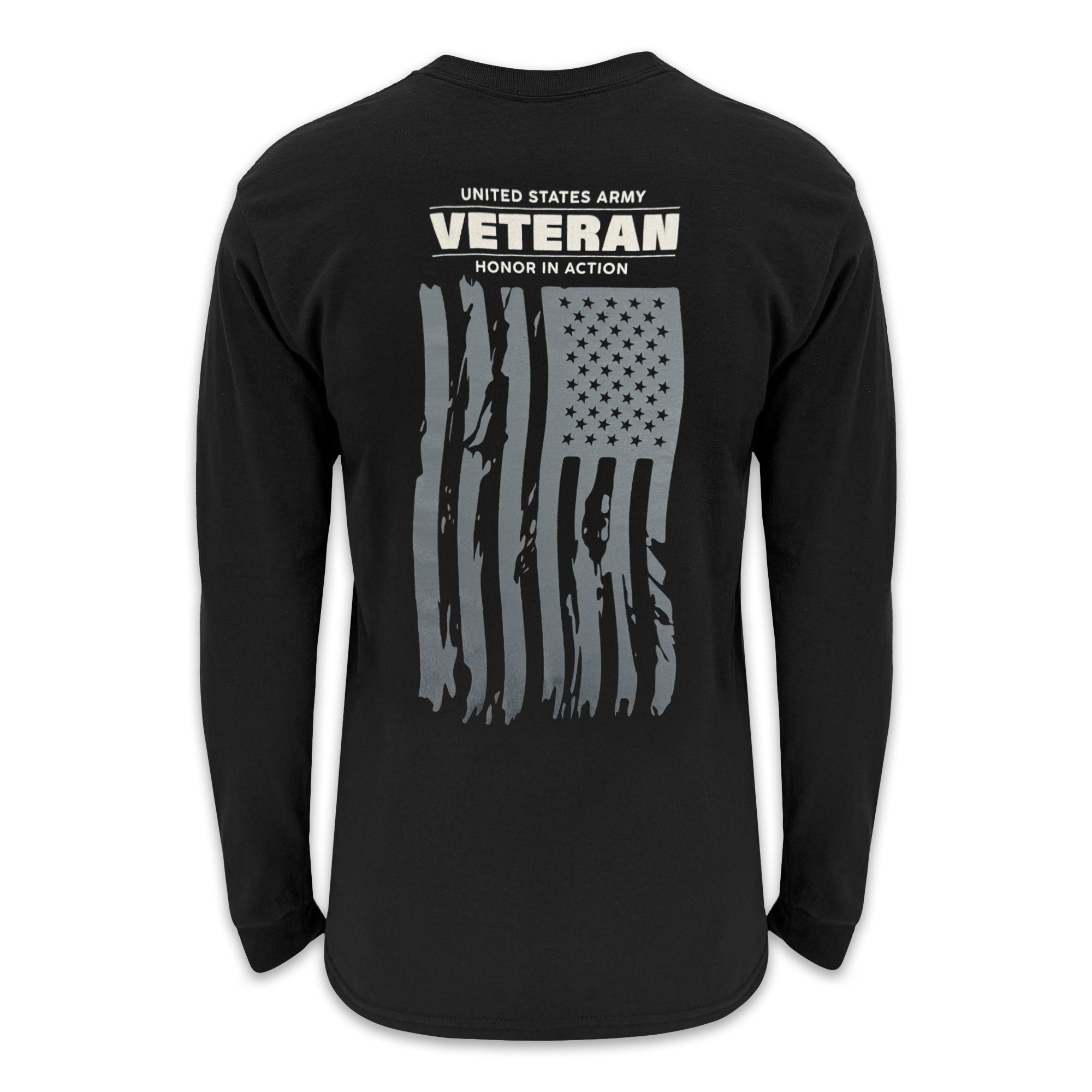 Army Veteran Flag Long Sleeve T-Shirt (Black)