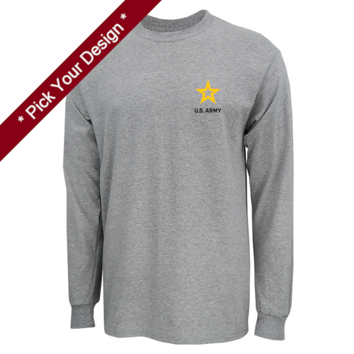 Pick Your Design Army Long Sleeve T-Shirt (Grey)