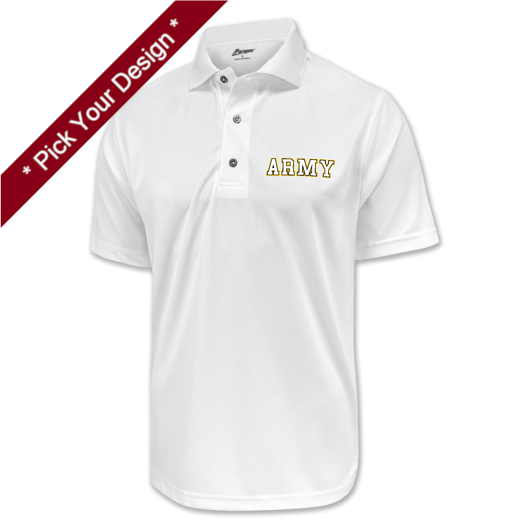 Pick Your Design Army Performance Polo (White)