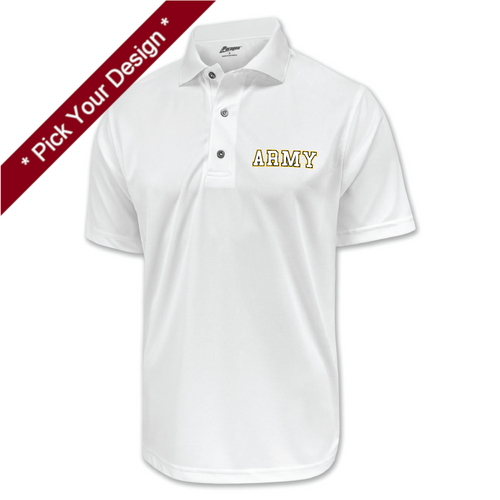 Pick Your Design Army Performance Polo (White)