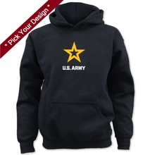 Load image into Gallery viewer, Pick Your Design Army Youth Hooded Sweatshirt