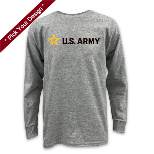 Pick Your Design Army Youth Long Sleeve T-Shirt (Grey)