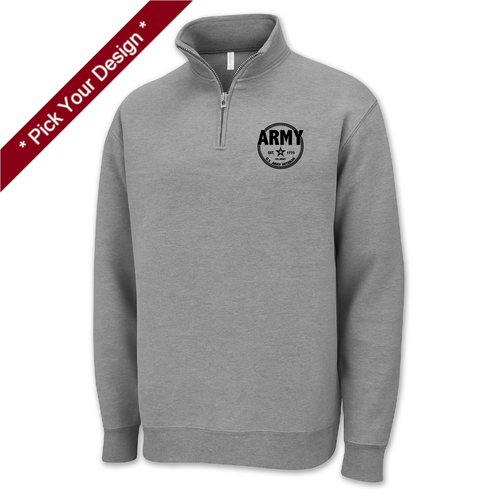 Pick Your Design Army 1/4 Zip Sweatshirt (Grey)