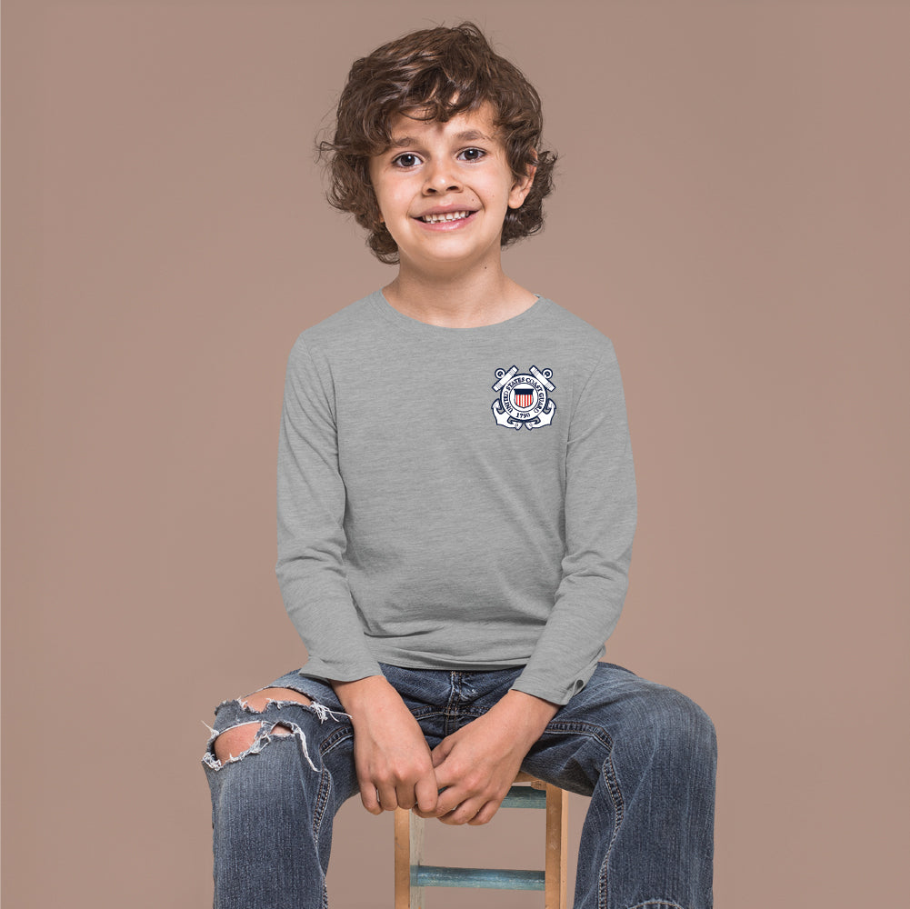 Coast Guard Seal Youth Left Chest Long Sleeve T-Shirt - Navy