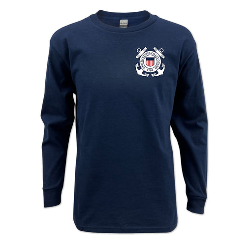 Coast Guard Seal Youth Left Chest Long Sleeve T-Shirt - Navy
