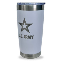 Load image into Gallery viewer, Army Star Stainless Steel Laser Etched 20oz Tumbler (White)