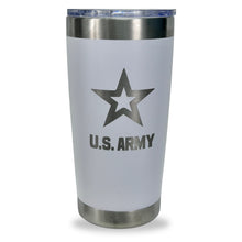 Load image into Gallery viewer, Army Star Stainless Steel Laser Etched 20oz Tumbler (White)