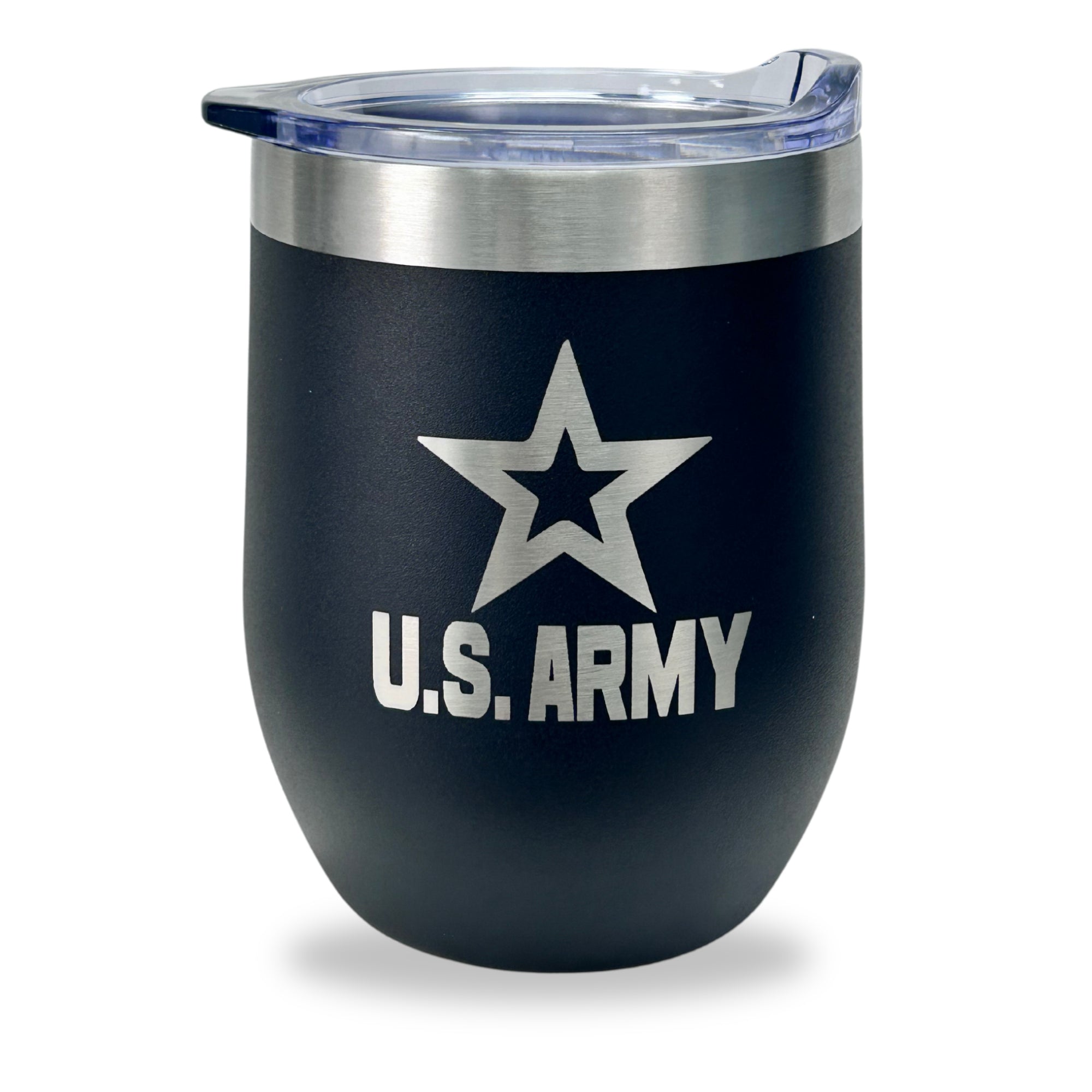 Army Star Stainless Steel Laser Etched 16oz Cooler (Black)