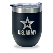 Load image into Gallery viewer, Army Star Stainless Steel Laser Etched 16oz Cooler (Black)