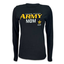 Load image into Gallery viewer, Ladies United States Army Mom Long Sleeve T-Shirt (Black)