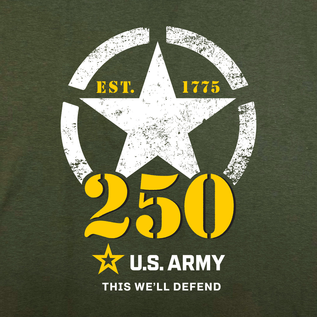 Army 250th Anniversary Ladies V-Neck T-Shirt (OD Green)