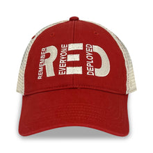Load image into Gallery viewer, Remember Everyone Deployed Relaxed Twill Trucker Hat (Red)