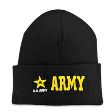 Load image into Gallery viewer, Army Star Emblem Cuffed Knit Beanie (Black)