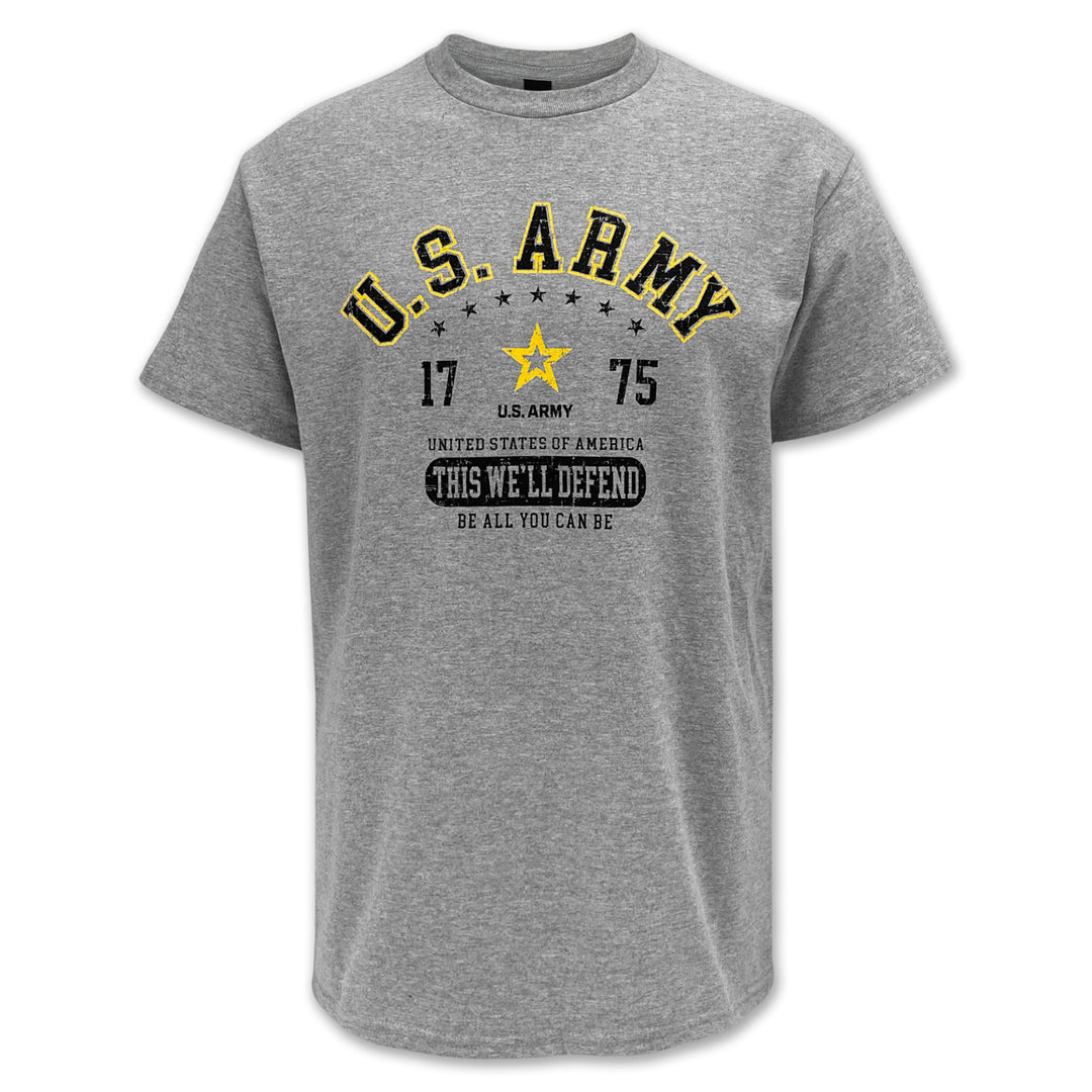 Army Distressed This We'll Defend T-Shirt (Grey)