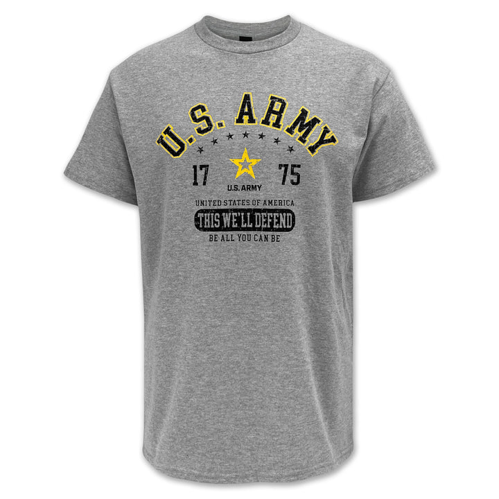 Army Distressed This We'll Defend T-Shirt (Grey)