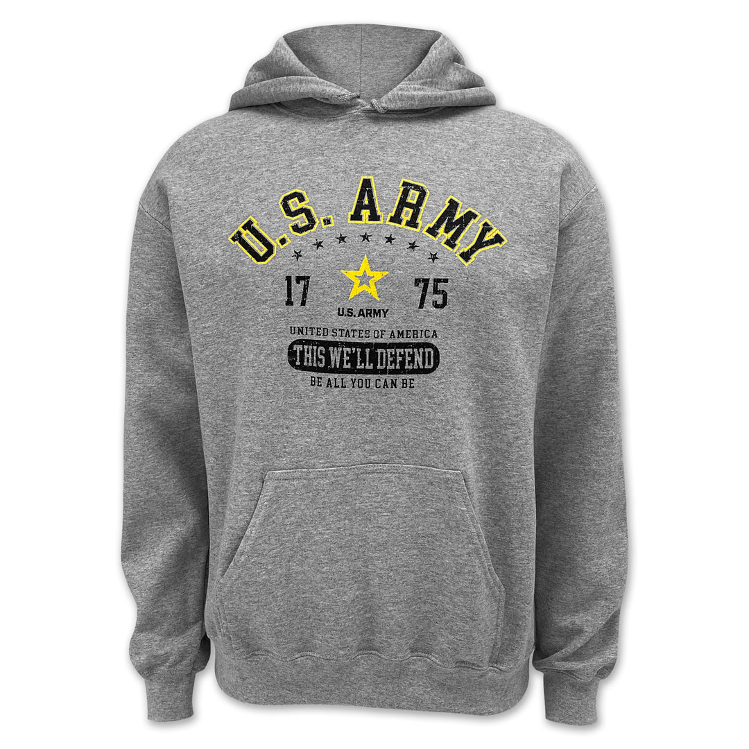 Army Distressed This We'll Defend Hood (Grey)