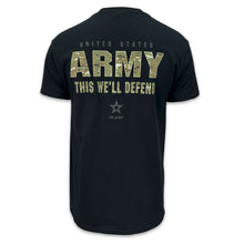 Load image into Gallery viewer, United States Army This We&#39;ll Defend Camo T-Shirt (Black)