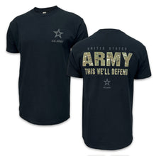 Load image into Gallery viewer, United States Army This We&#39;ll Defend Camo T-Shirt (Black)