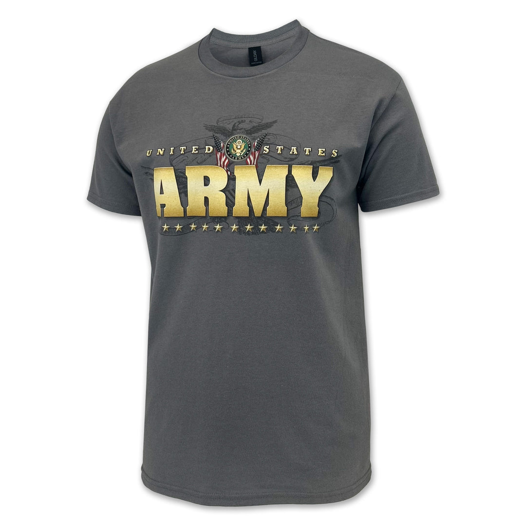 United States Army Gold Flags T-Shirt (Charcoal)