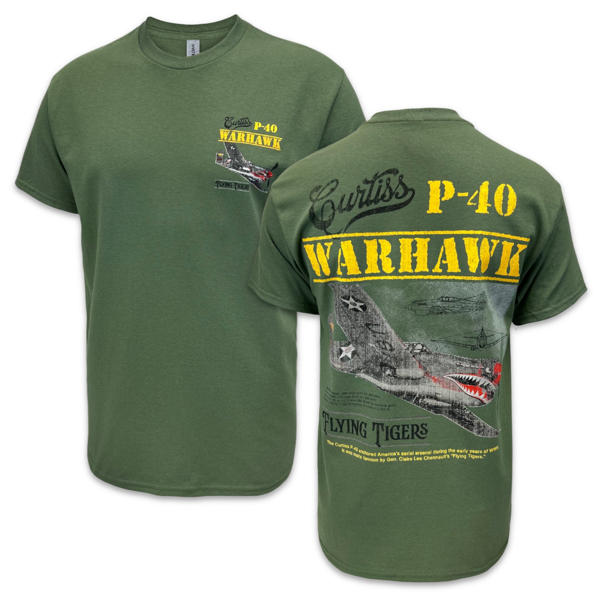 Army Curtiss P-40 Warhawk T-Shirt (OD Green)