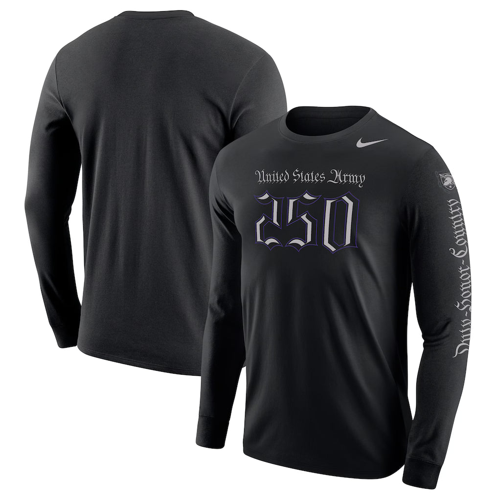 United States Army Nike 2025 Rivalry 250 Cotton Long Sleeve T-Shirt (Black)