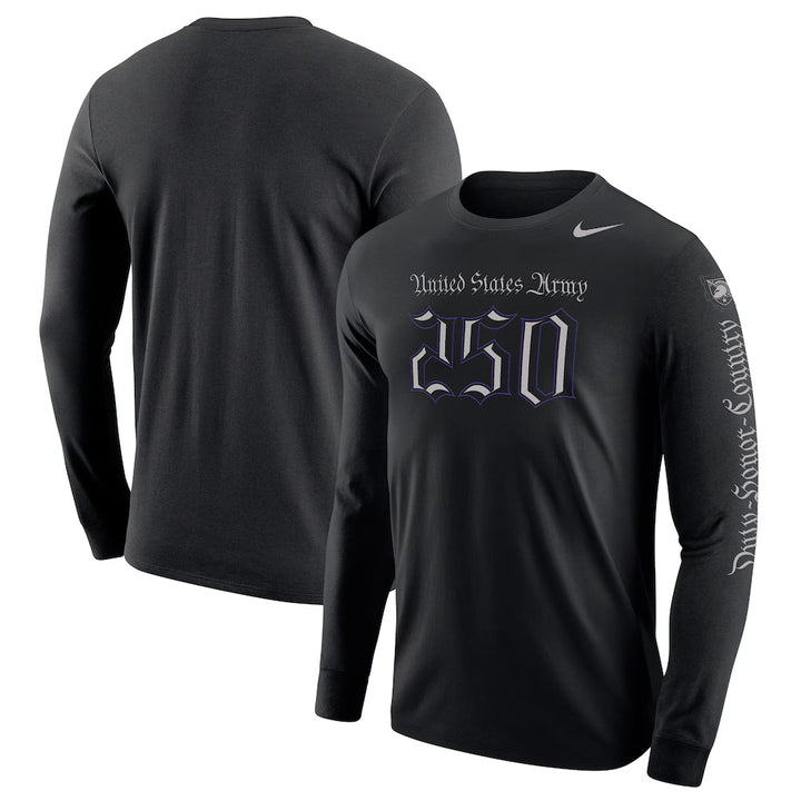 United States Army Nike 2025 Rivalry 250 Cotton Long Sleeve T-Shirt (Black)