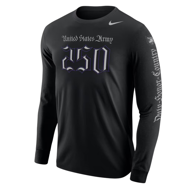 United States Army Nike 2025 Rivalry 250 Cotton Long Sleeve T-Shirt (Black)