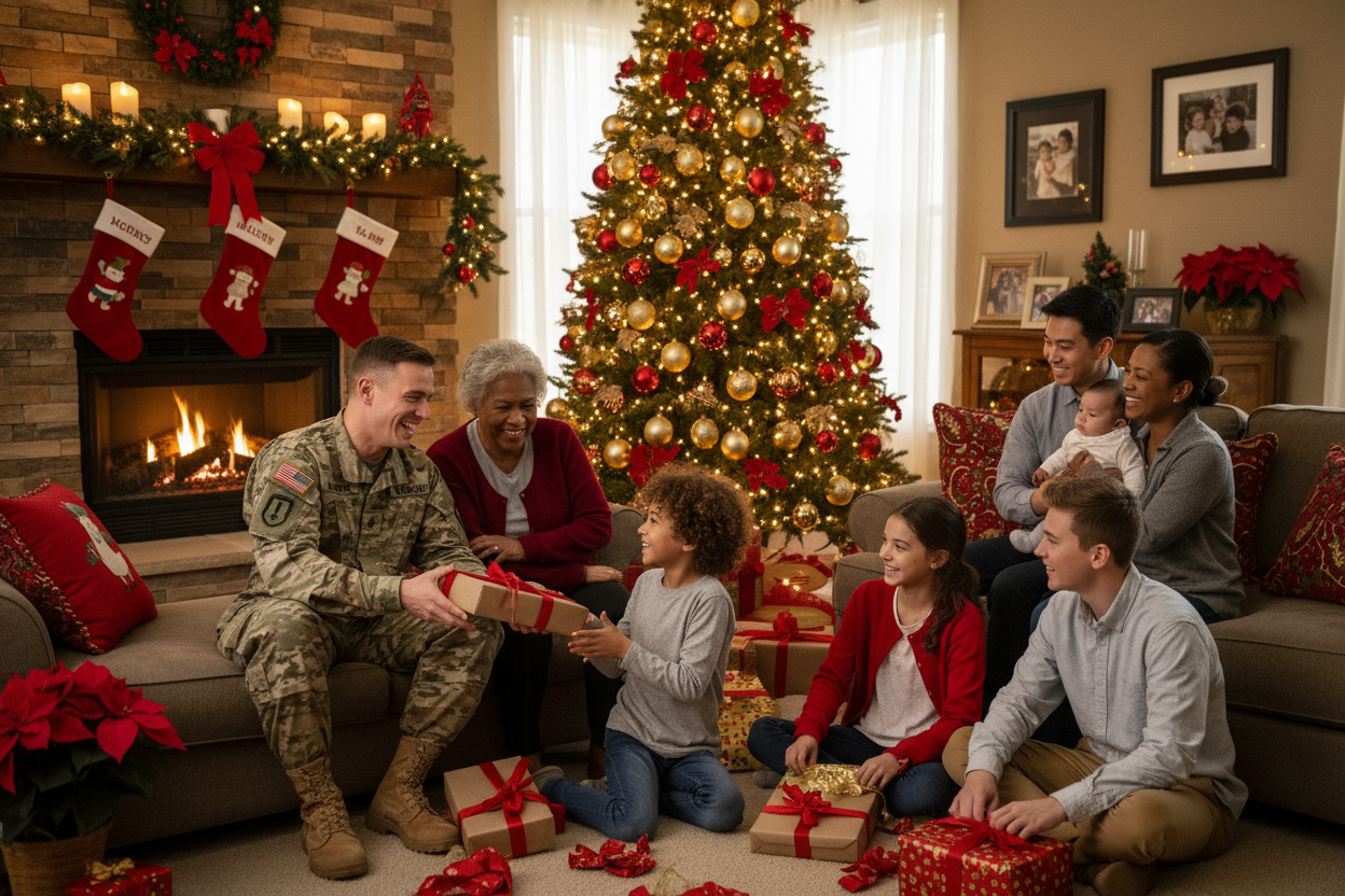 us army diverse family at christmas