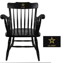 Load image into Gallery viewer, Army Star Wooden Captain Chair (All Black)
