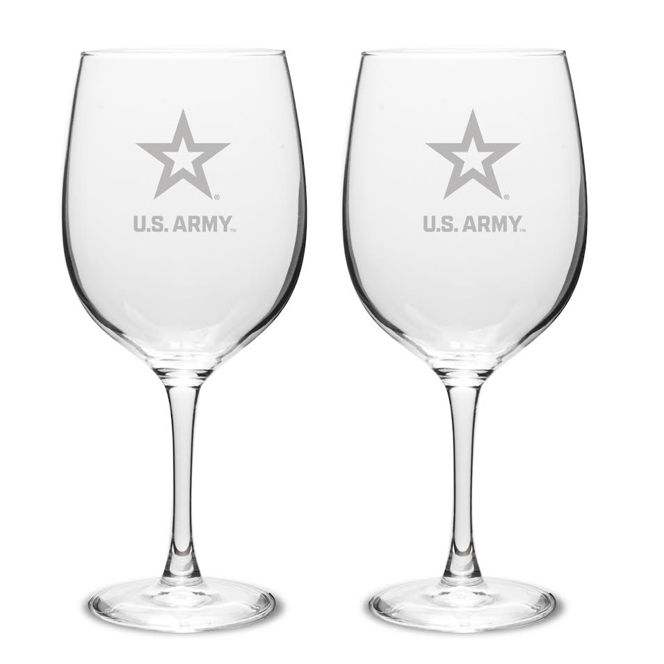 Army Star Set of Two 19oz Wine Glasses with Stem