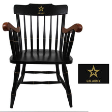 Load image into Gallery viewer, Army Star Wooden Captain Chair (Black with Cherry Arms)