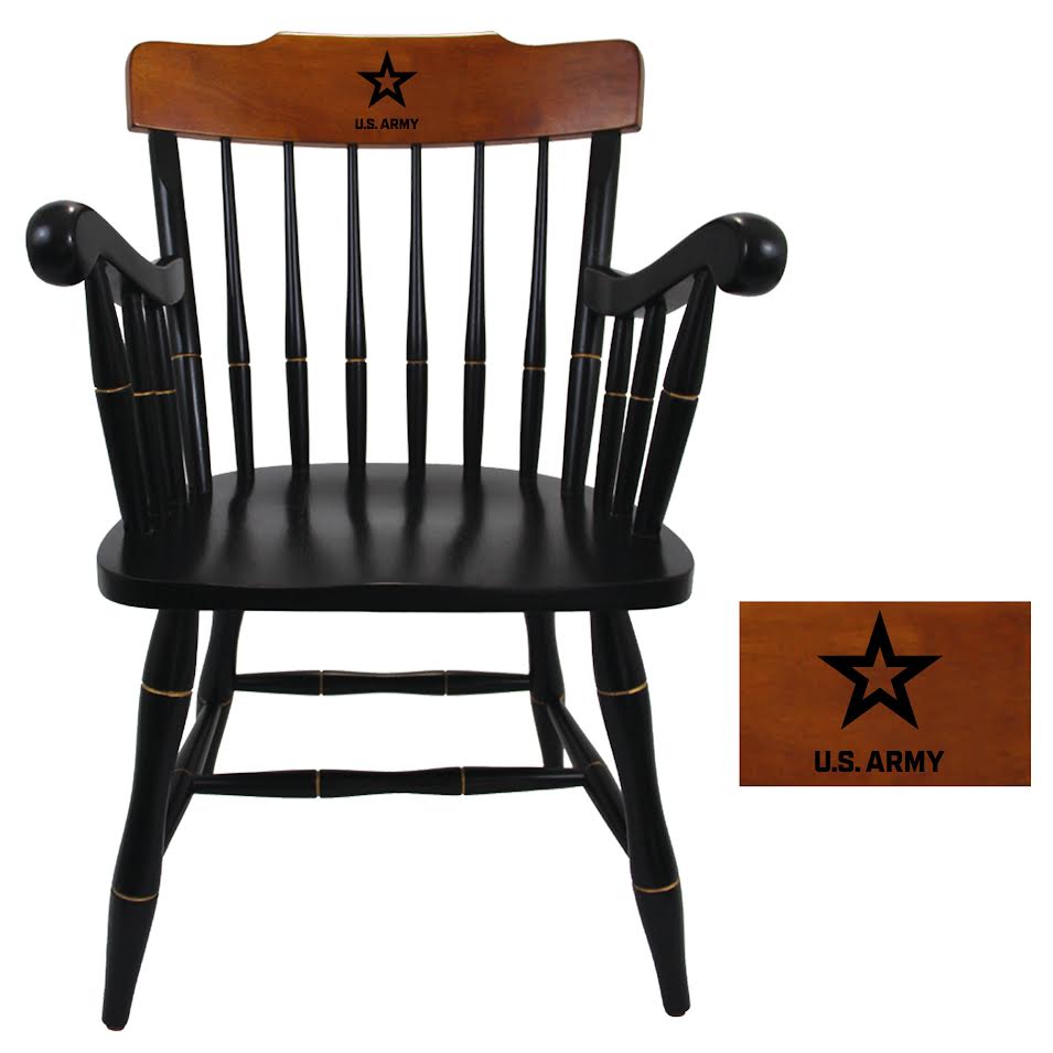 Army Star Wooden Captain Chair (Black with Cherry Crown)