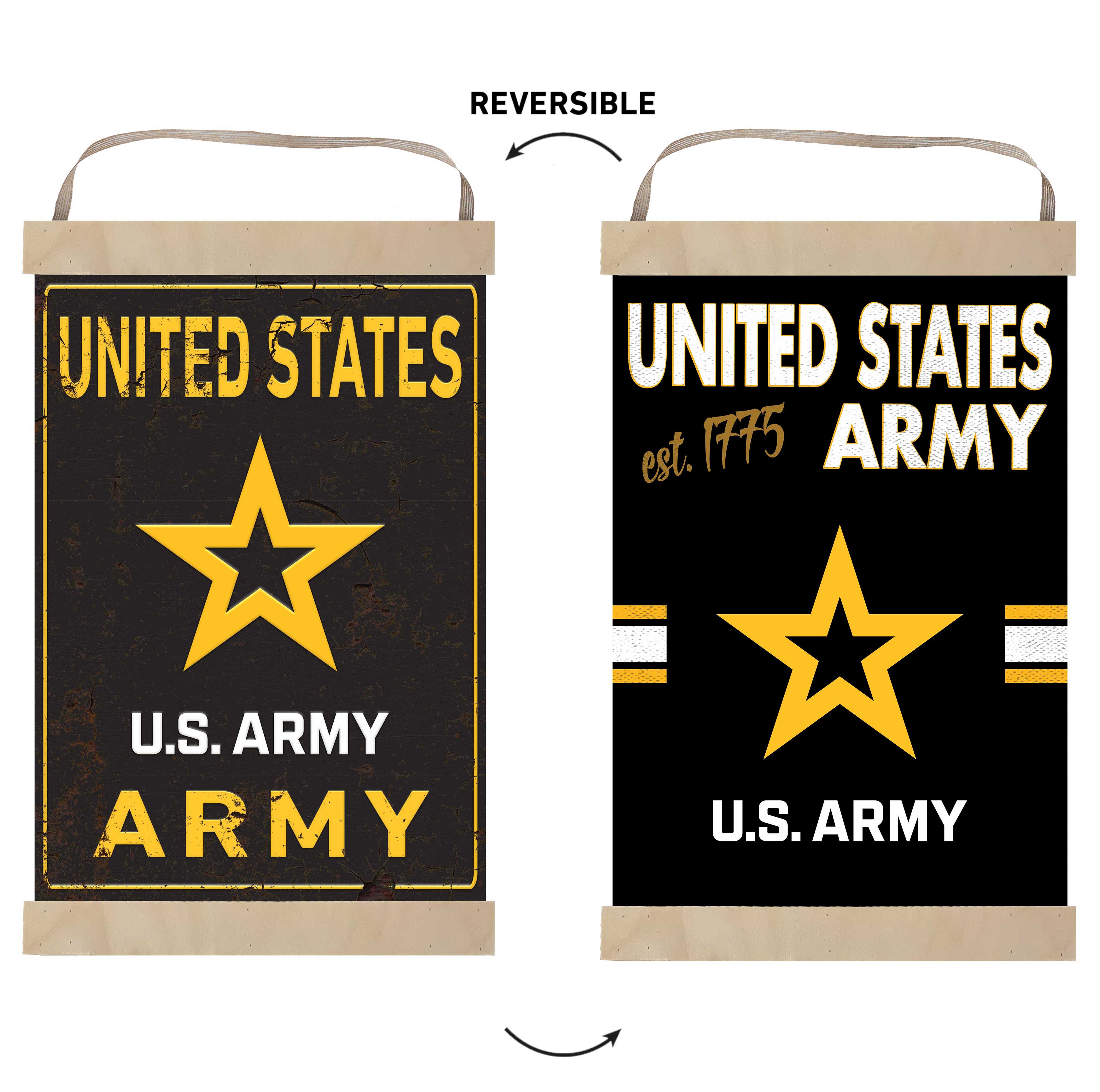 Army Faux Rusted Reversible Banner